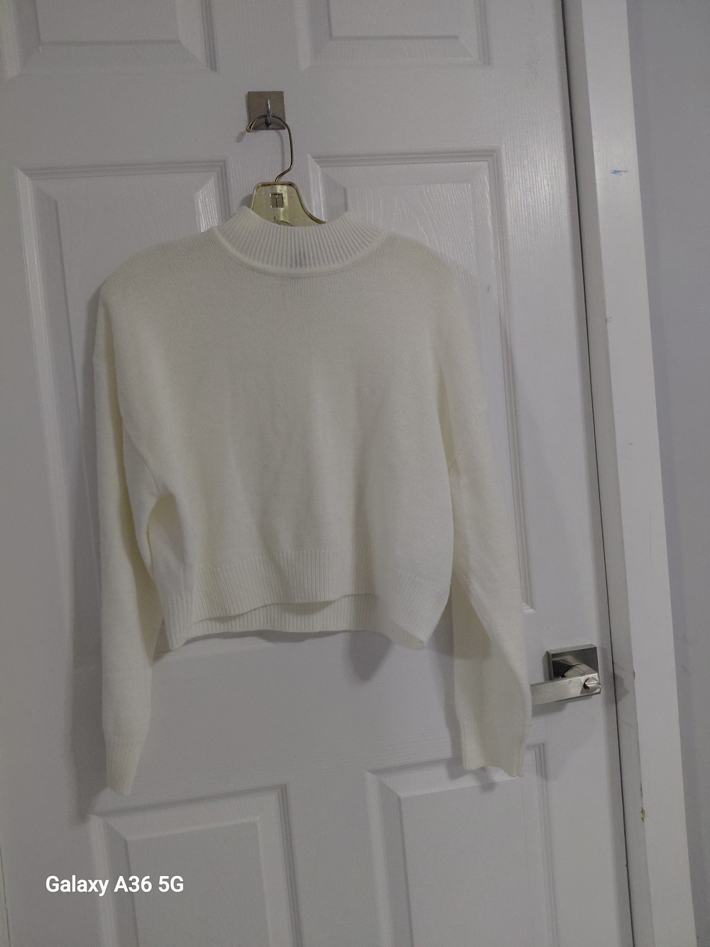 Cream Ribbed Crewneck Sweater - Picture 2 of 3